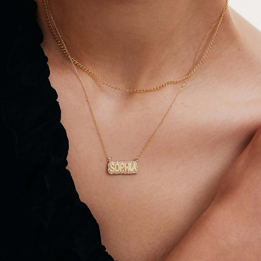 Diamond Bubble Name Necklace in 585 Solid Gold