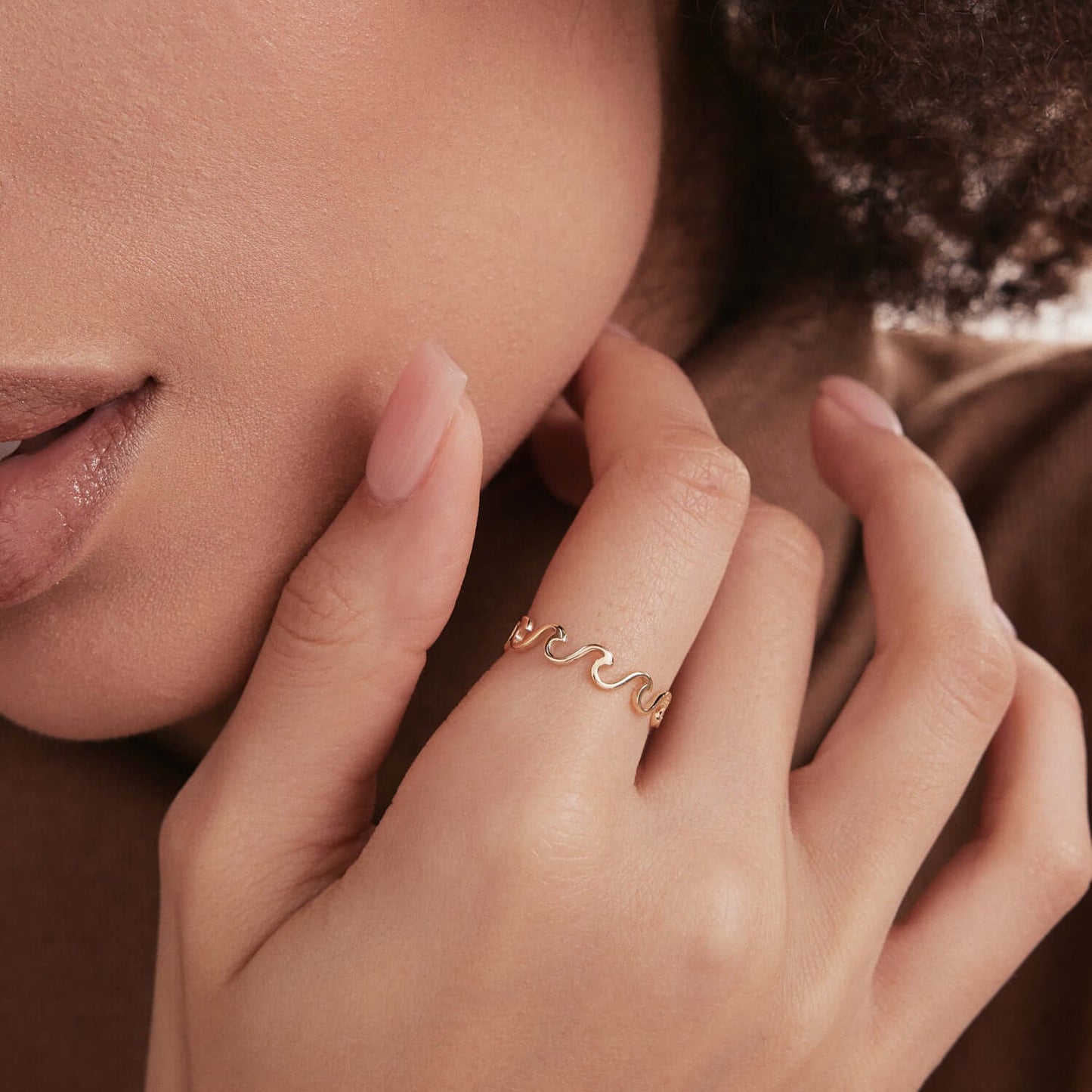 Wave Stacking Ring made of 585 solid gold
