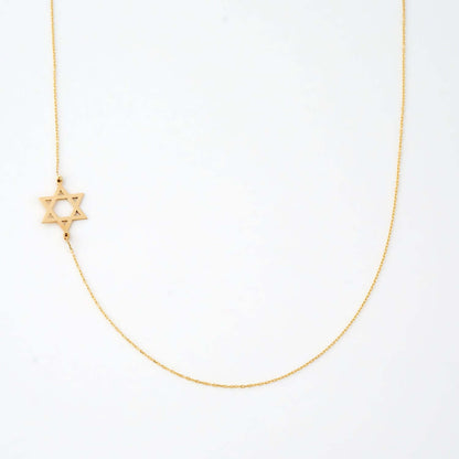 Collier inversé avec étoile de David en or massif 585