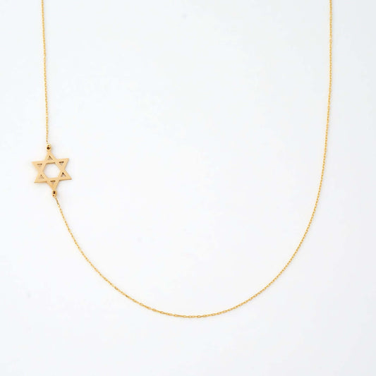 Reversed necklace with Star of David in 585 solid gold