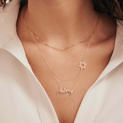 Collier inversé avec étoile de David en or massif 585