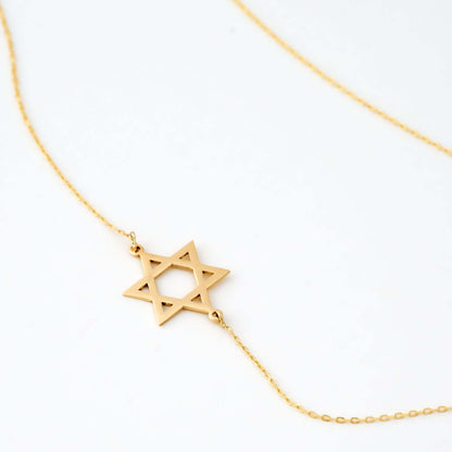 Collier inversé avec étoile de David en or massif 585
