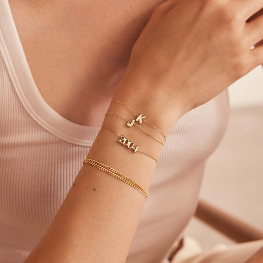 Bracelet Lettre Bulle Personnalisé en Or Massif 585