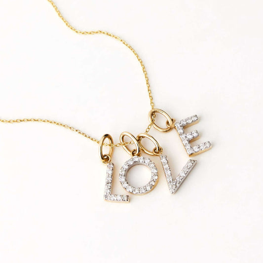 Diamond letter necklace in 585 solid gold | Diamond letter