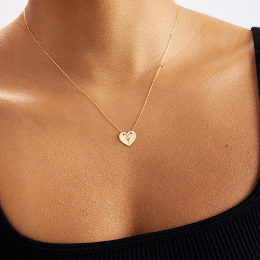 diamond heart necklace made of 585 solid gold