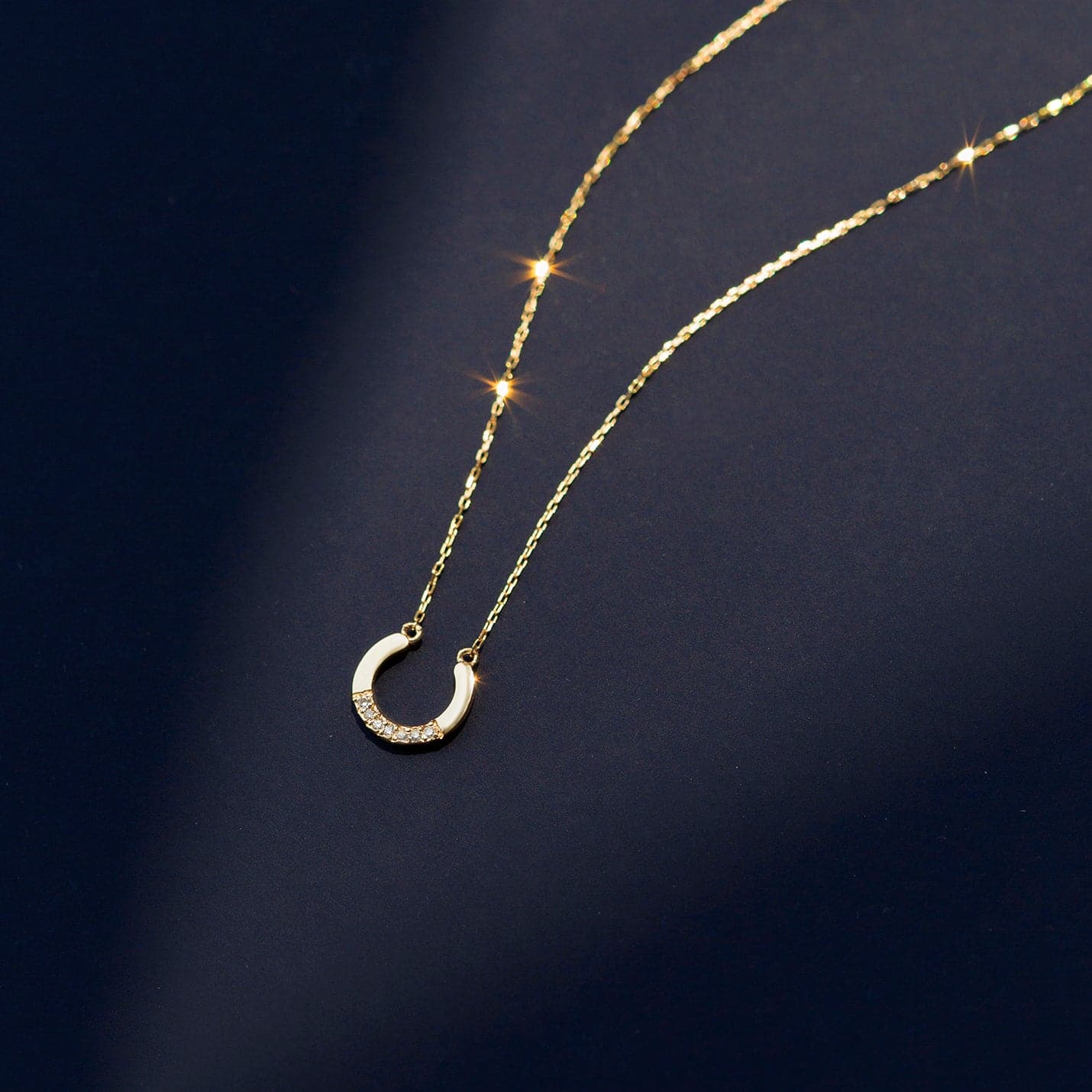 Diamant Hufeisen Anhänger Halskette