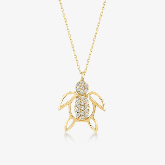 Collier pendentif tortue en or 585