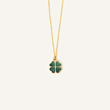 Green clover necklace made of 585 solid gold
