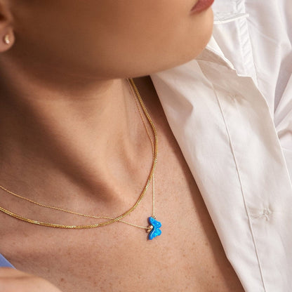 Diamant-Opal-Schmetterling-Halskette