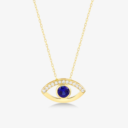 Diamond Saphir Herz böse Augen Halskette - Gelin Diamond