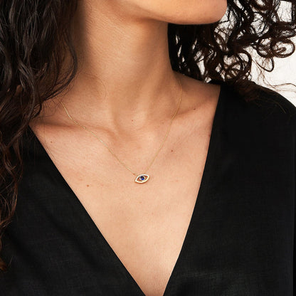 Diamant & Saphir Offenes Böses-Auge-Anhänger-Halskette