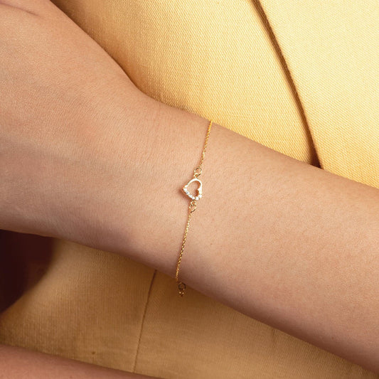 Mini heart bracelet made of 585 solid gold
