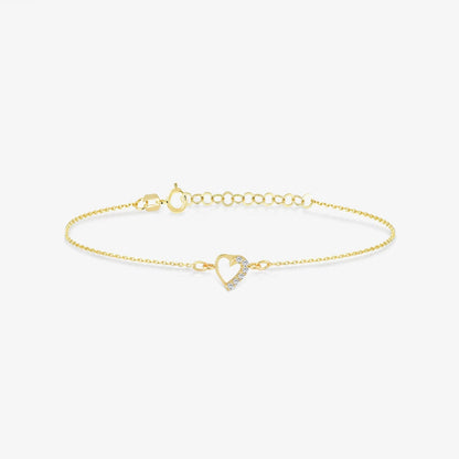 Mini heart bracelet made of 585 solid gold
