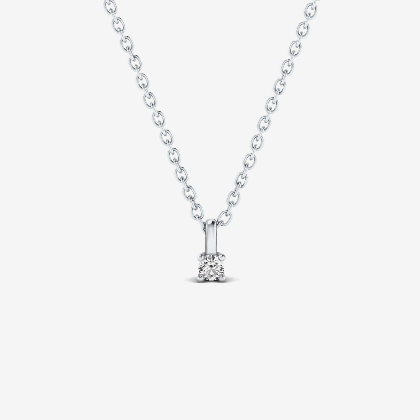 Round 4-stone diamond pendant in 585 white gold with solitaire
