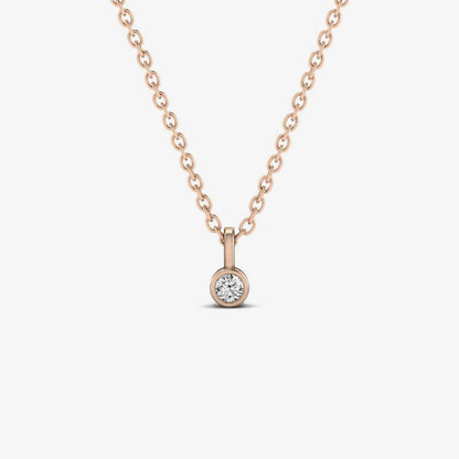 Solitär-Diamant-Anhänger-Halskette mit Lünette