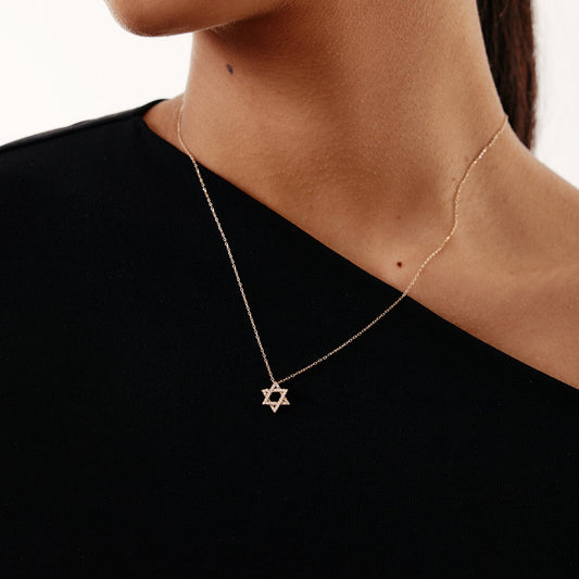 Star of David diamond necklace made of 585 gold