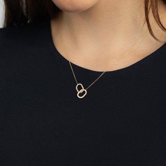 Interlocking Circles Pendant Necklace in 585 Gold