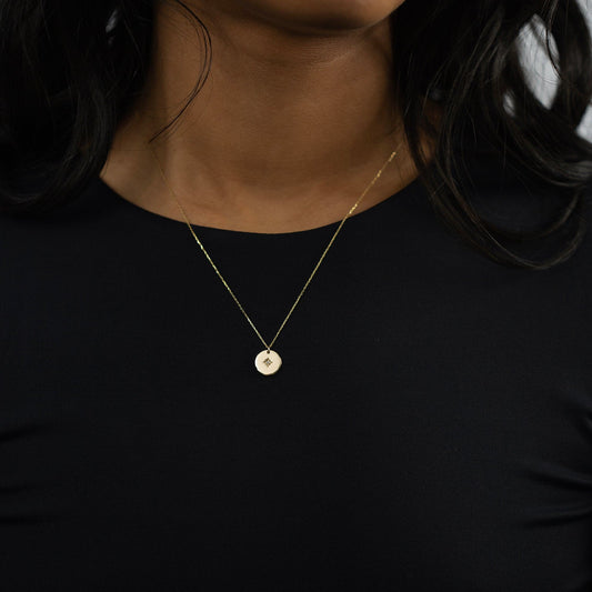 Diamant-Akzent Nordstern Münze Anhänger Halskette