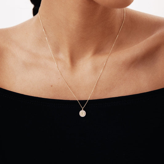 Collier disque diamant à graver en or 585