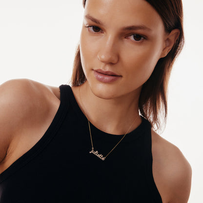 Individual Diamond Cursive Name Necklace in 14K Gold