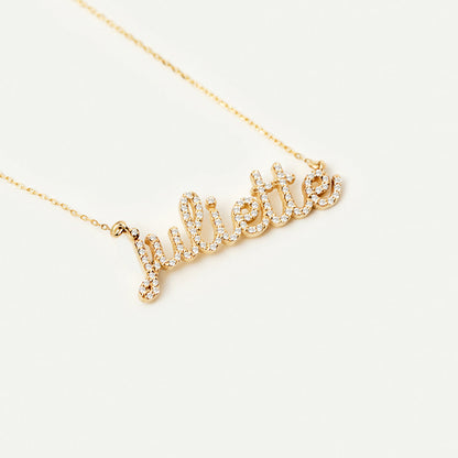 Individual Diamond Cursive Name Necklace in 14K Gold
