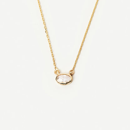 Collier avec pierre de naissance ovale de novembre en or 585