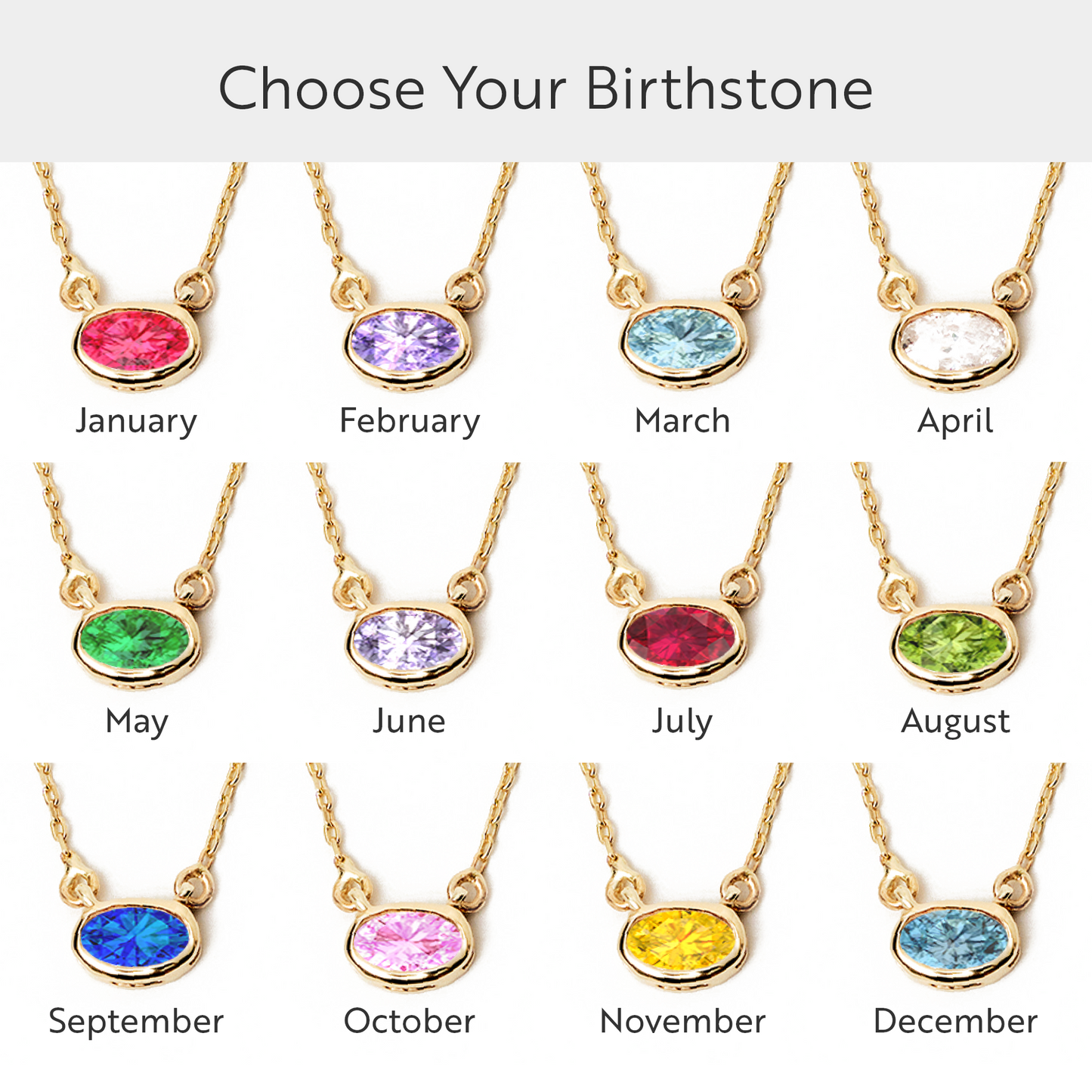 Collier avec pierre de naissance ovale de novembre en or 585