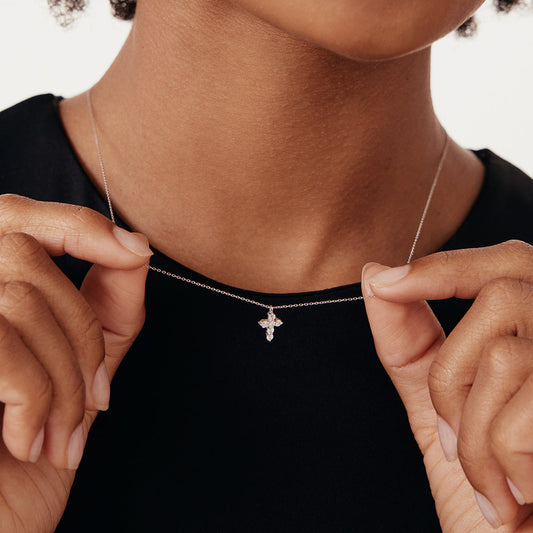 Diamant-Kreuz-Anhänger-Halskette
