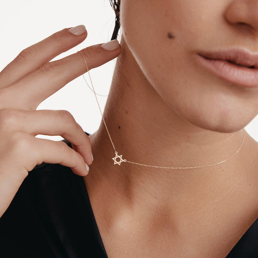Collier étoile juive en or 585
