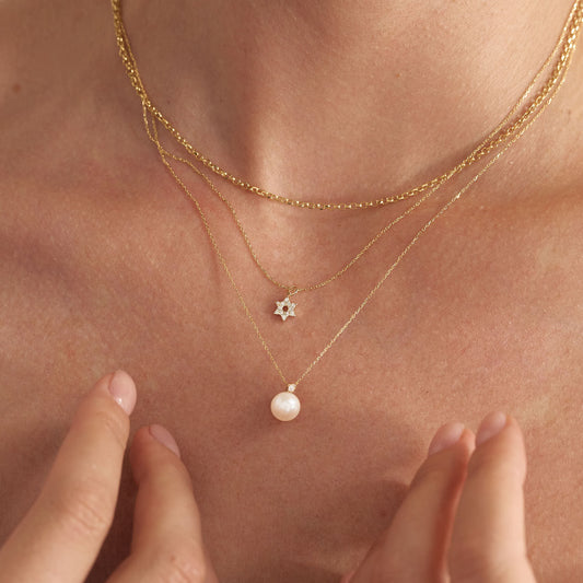 Collier étoile de David diamant en or massif 585