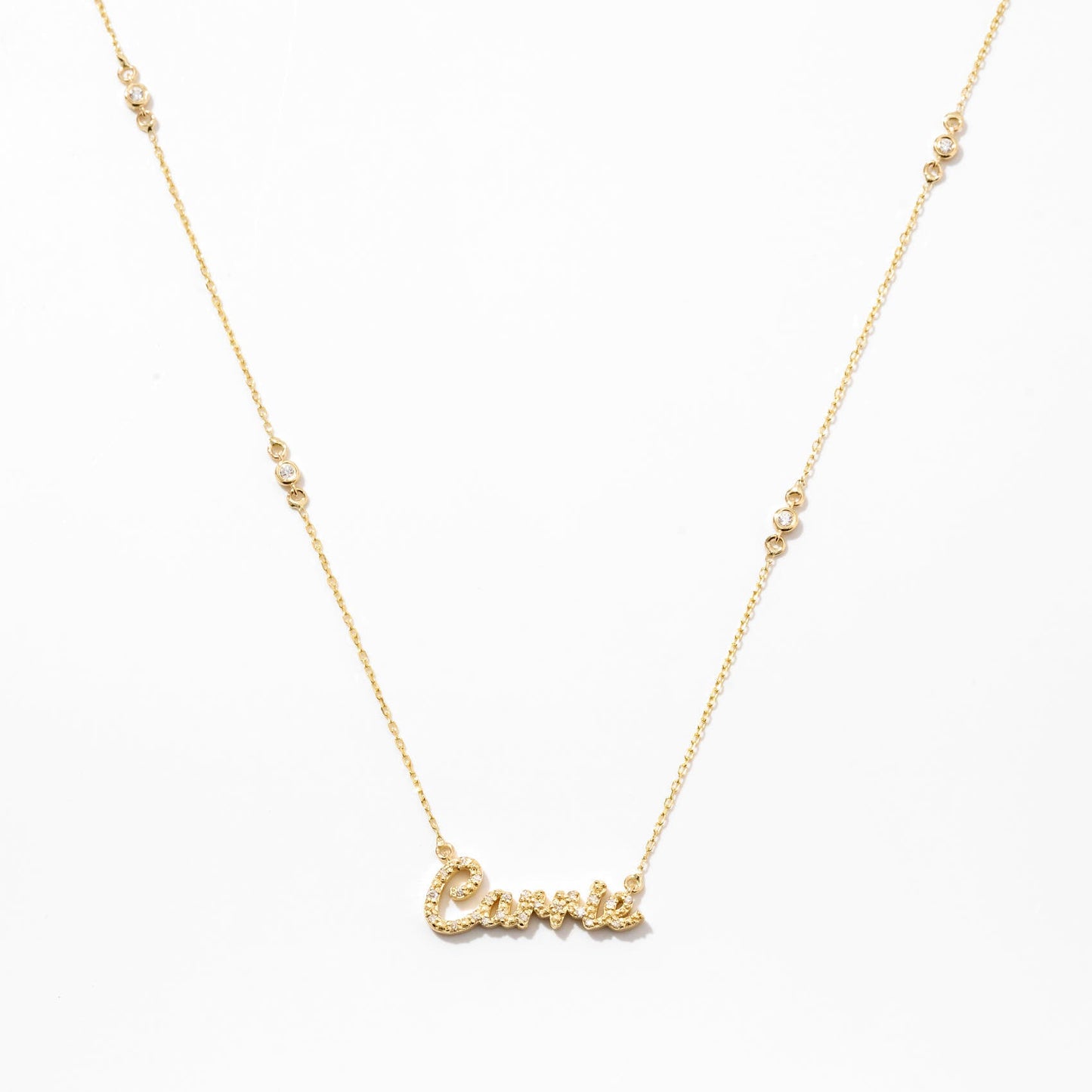 Collier prénom Carrie diamant en or massif 585