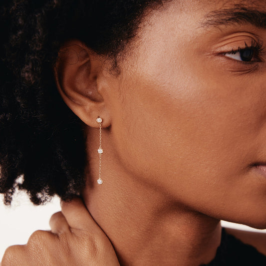 diamond chain earrings made of 585 gold