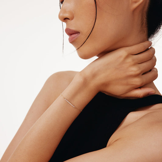 Lünettenbesetztes Diamant-Barrenarmband