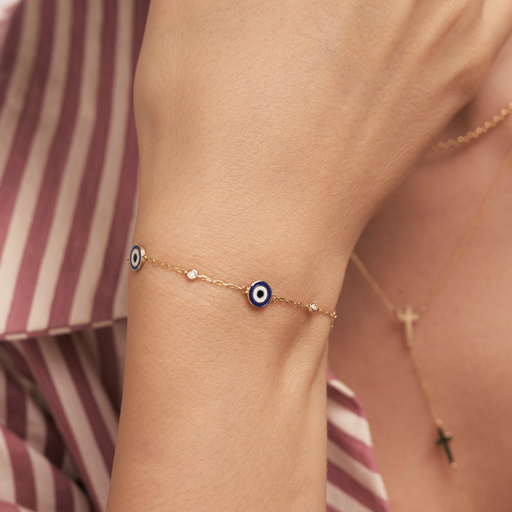 Diamant Evil Eye Station Armband