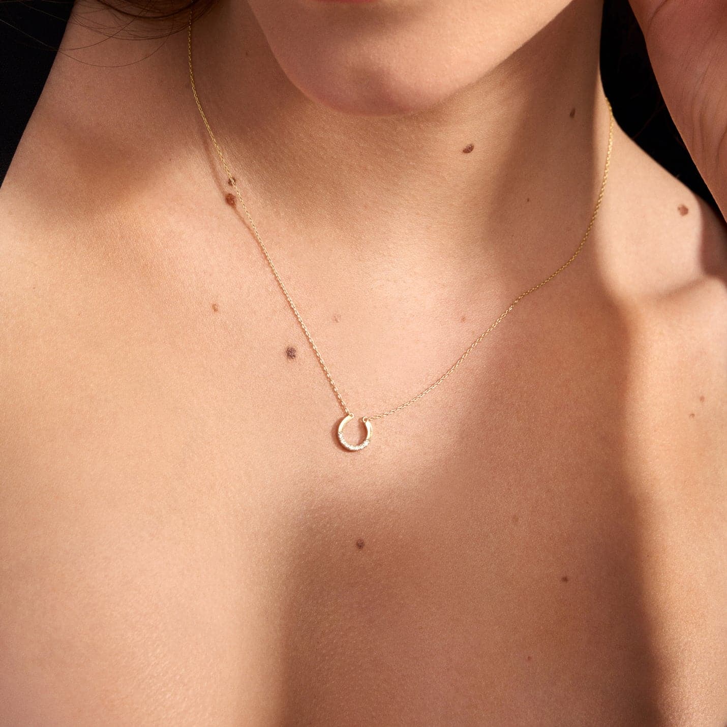 Diamant Hufeisen Anhänger Halskette