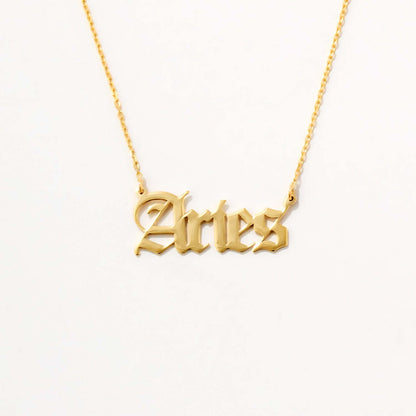 Zodiac Astrology Name Necklace in 585 Solid Gold