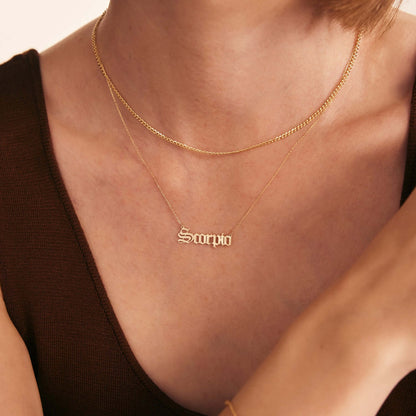 Zodiac Astrology Name Necklace in 585 Solid Gold