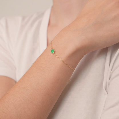 Green cloverleaf bracelet made of 585 solid gold