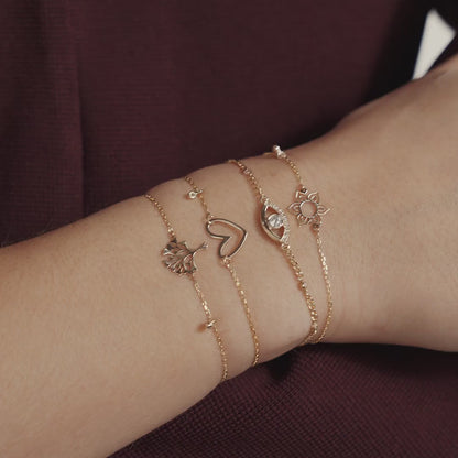 Bracelet mauvais œil et gare en or massif 585