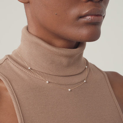 Pearl station necklace made of 585 solid gold