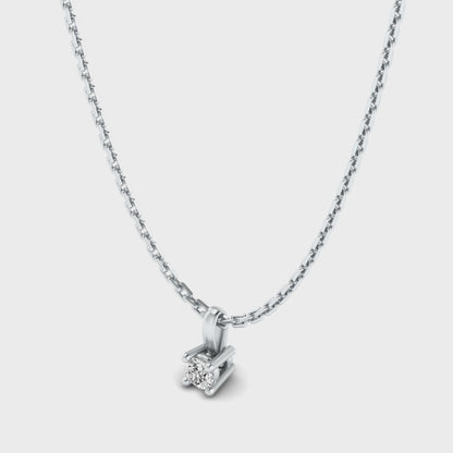 Round 4-stone diamond pendant in 585 white gold with solitaire